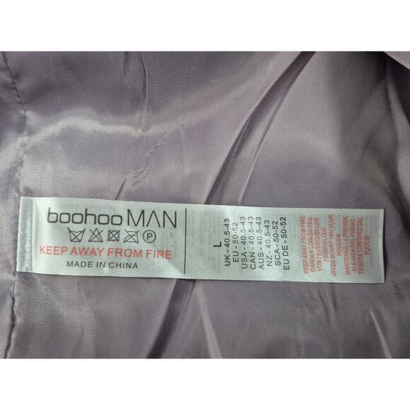 Boohoo Man Lavender Satin Bomber Jacket Knit waistband Sz L NWOT - Picture 3 of 5